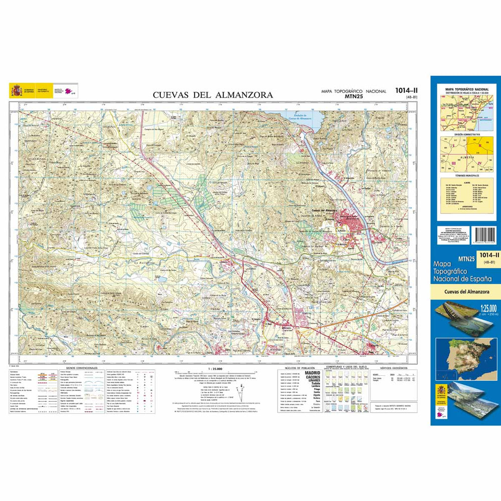 Carte topographique de l'Espagne - Cuevas del Almanzora, n° 1014.2 | CNIG - 1/25 000 carte pliée CNIG 