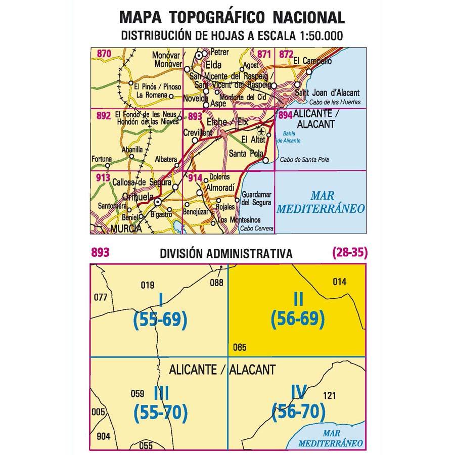 Carte topographique de l'Espagne - El Altet, n° 0893.2 | CNIG - 1/25 000 carte pliée CNIG 