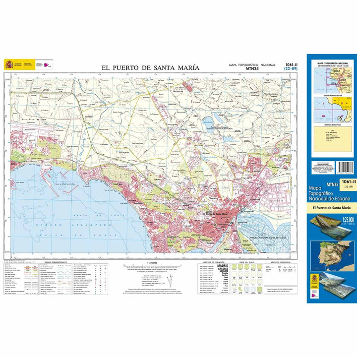 Carte topographique de l'Espagne - El Puerto de Santa Maria, n° 1061.2 | CNIG - 1/25 000 carte pliée CNIG 