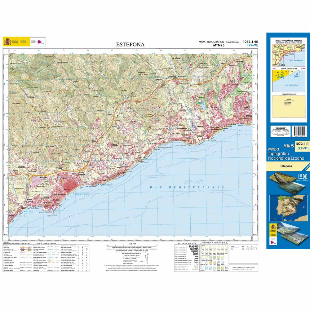 Carte topographique de l'Espagne - Estepona, n° 1072.1/3 | CNIG - 1/25 000 carte pliée CNIG 