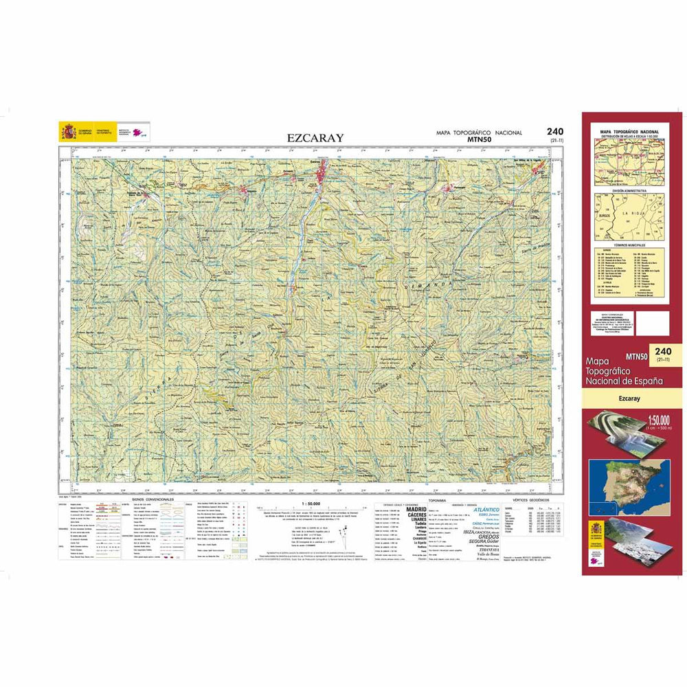 Carte topographique de l'Espagne - Ezcaray, n° 0240 | CNIG - 1/50 000 carte pliée CNIG 