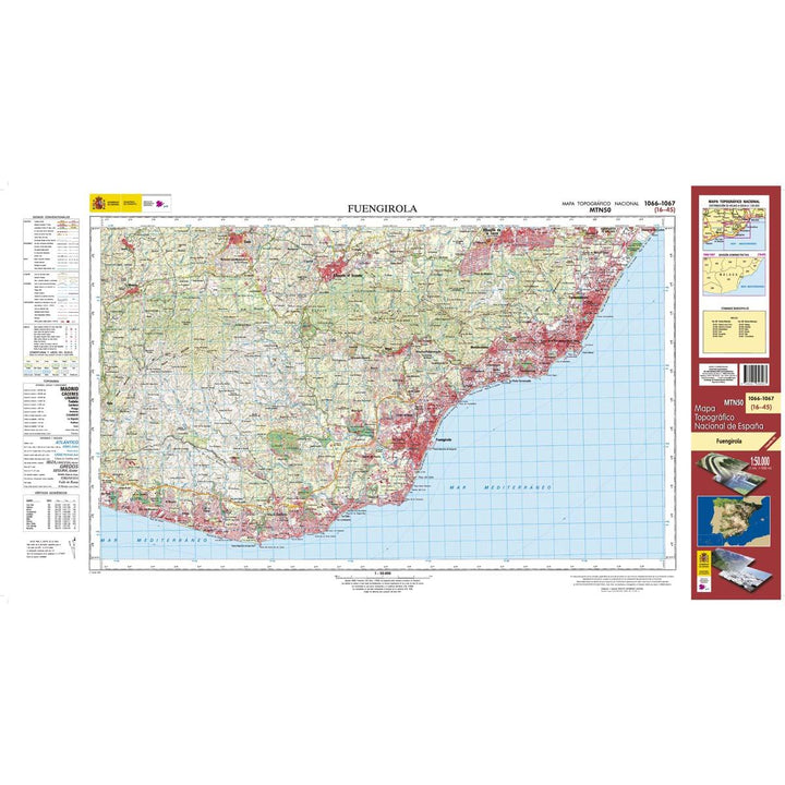 Carte topographique de l'Espagne - Fuengirola, n° 1066/1067 | CNIG - 1/50 000 carte pliée CNIG 