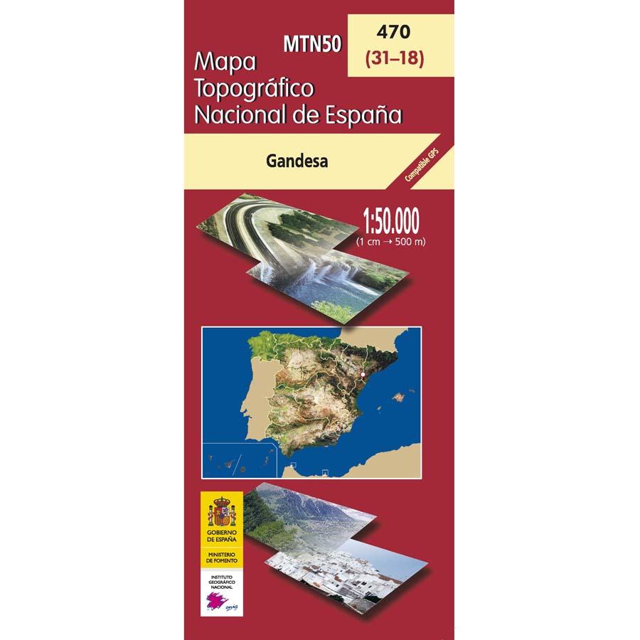 Carte topographique de l'Espagne - Gandesa, n° 0470 | CNIG - 1/50 000 carte pliée CNIG 