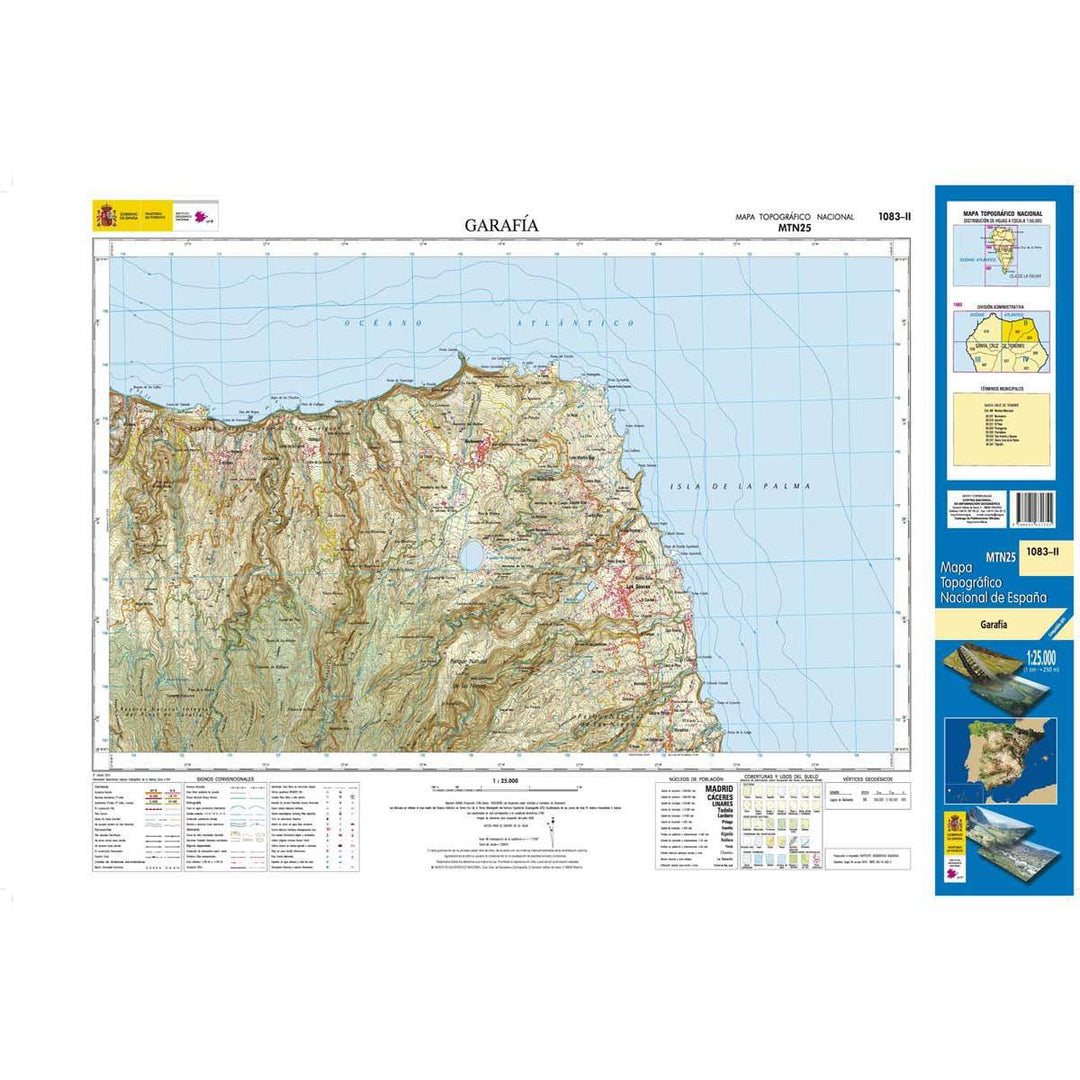 Carte topographique de l'Espagne - Garafía (La Palma), n° 1083.2 | CNIG - 1/25 000 carte pliée CNIG 