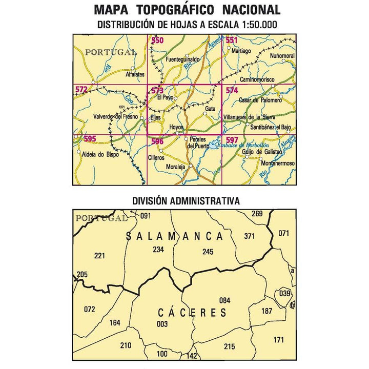 Carte topographique de l'Espagne - Gata, n° 0573 | CNIG - 1/50 000 carte pliée CNIG 