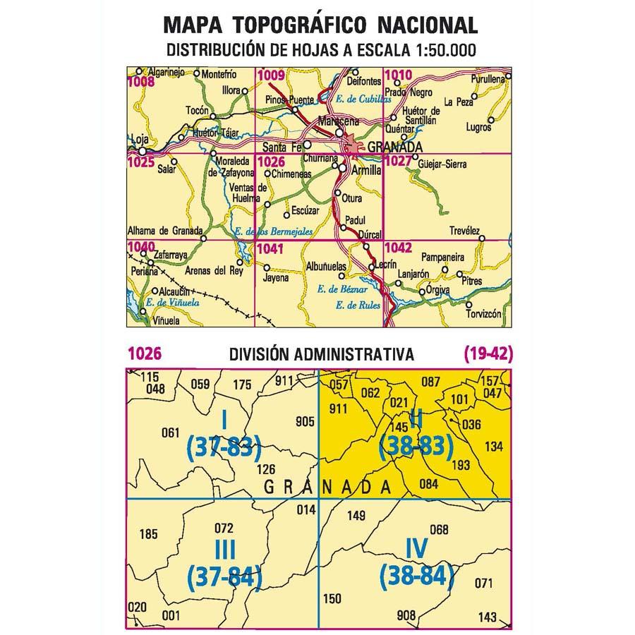 Carte topographique de l'Espagne - Granada Sur, n° 1026.2 | CNIG - 1/25 000 carte pliée CNIG 