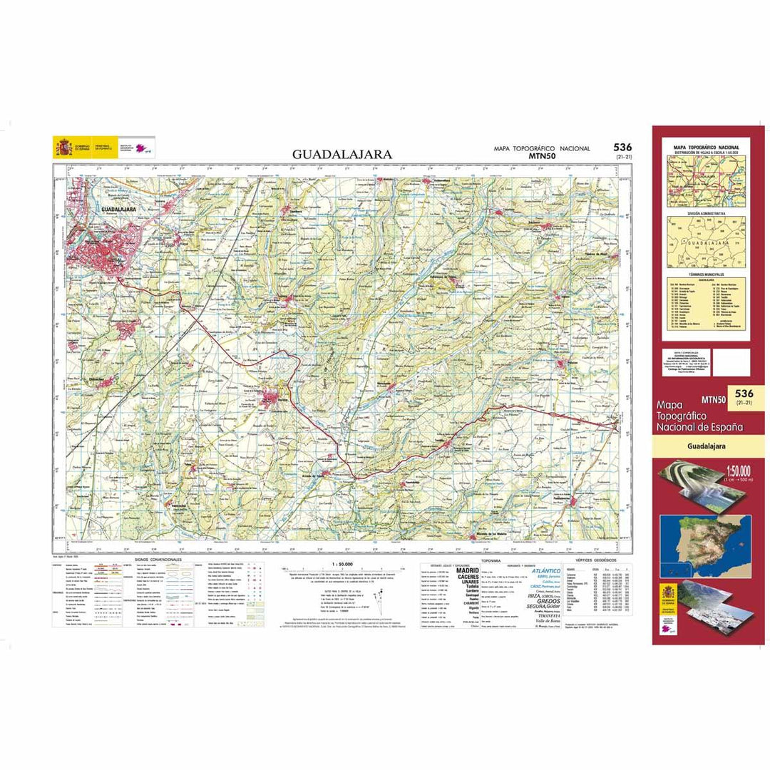 Carte topographique de l'Espagne - Guadalajara, n° 0536 | CNIG - 1/50 000 carte pliée CNIG 