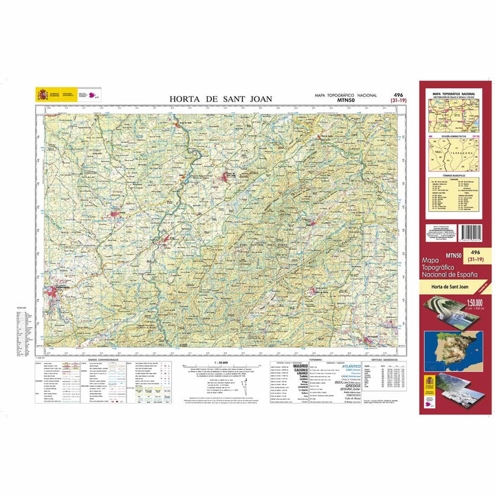 Carte topographique de l'Espagne - Horta de Sant Joan, n° 0496 | CNIG - 1/50 000 carte pliée CNIG 