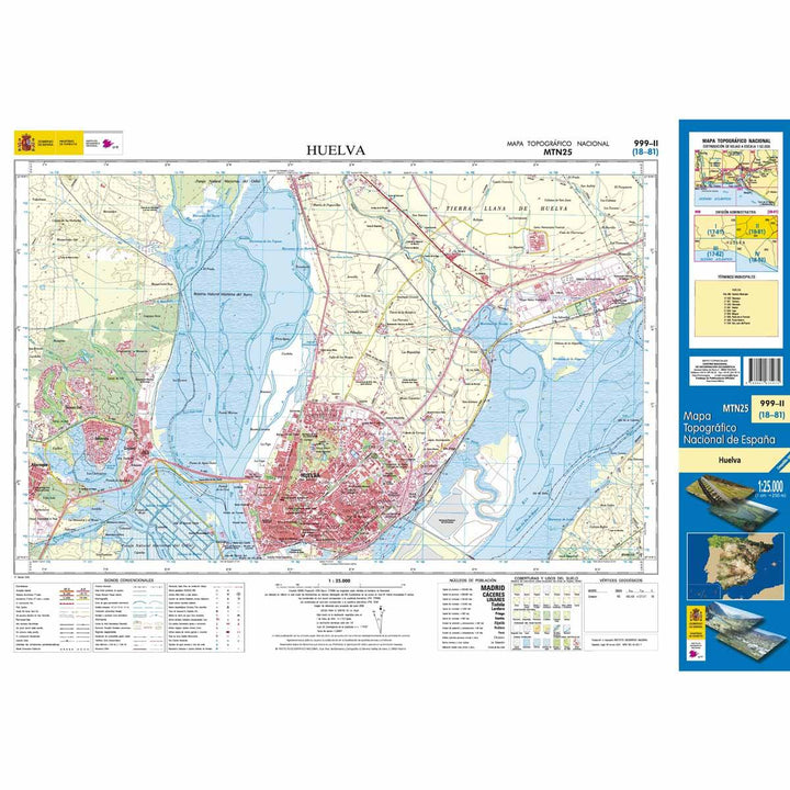 Carte topographique de l'Espagne - Huelva, n° 0999.2 | CNIG - 1/25 000 carte pliée CNIG 