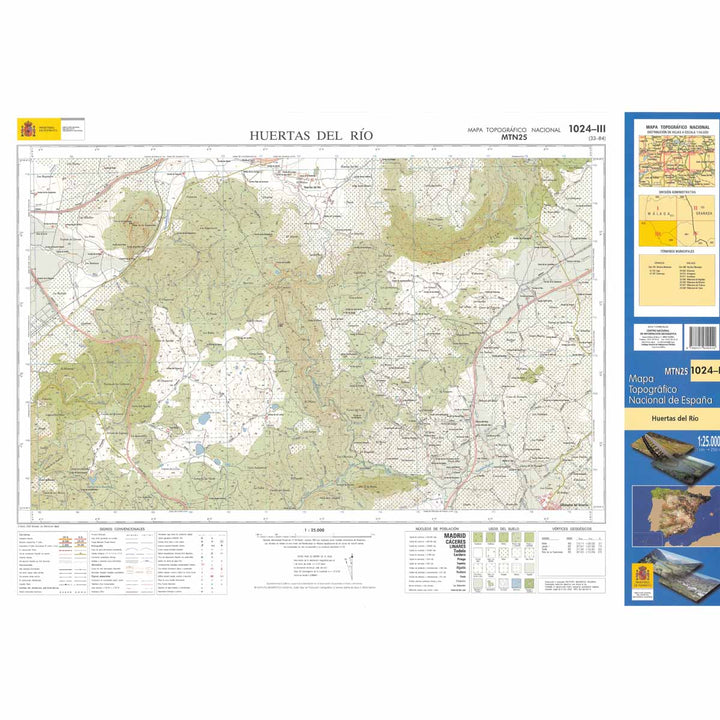 Carte topographique de l'Espagne - Huertas del Río, n° 1024.3 | CNIG - 1/25 000 carte pliée CNIG 