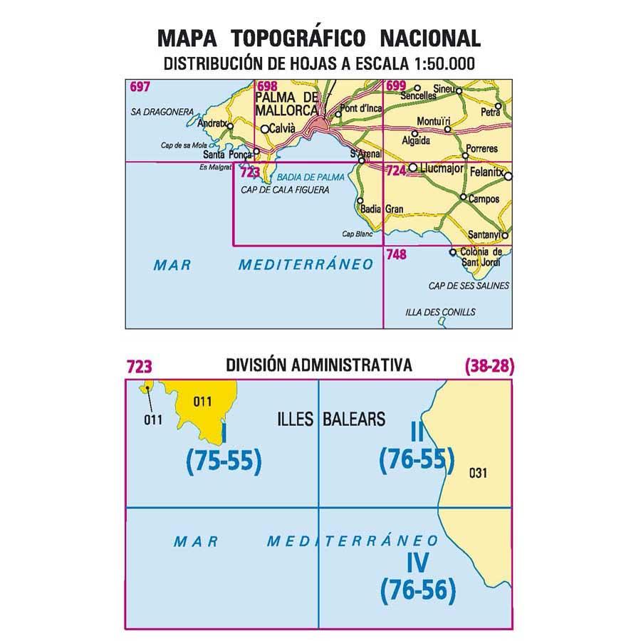 Carte topographique de l'Espagne - Illa del Toro y Cap de Cala Figuera (Mallorca), n° 0723.1 | CNIG - 1/25 000 carte pliée CNIG 