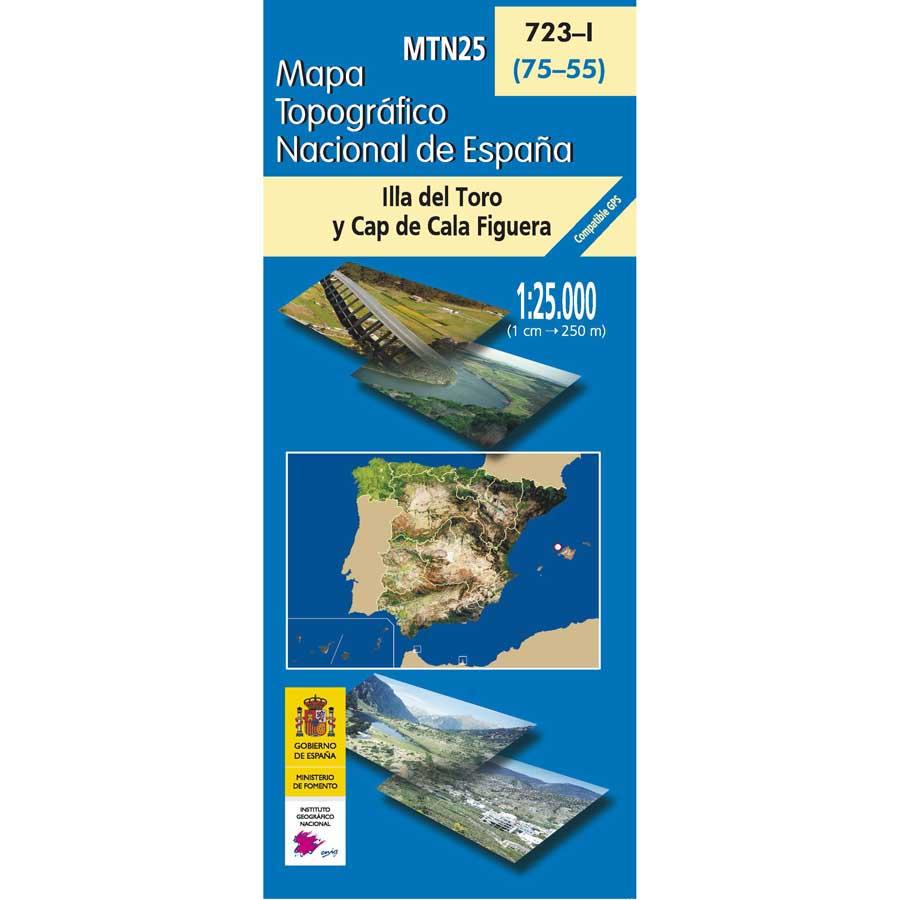 Carte topographique de l'Espagne - Illa del Toro y Cap de Cala Figuera (Mallorca), n° 0723.1 | CNIG - 1/25 000 carte pliée CNIG 