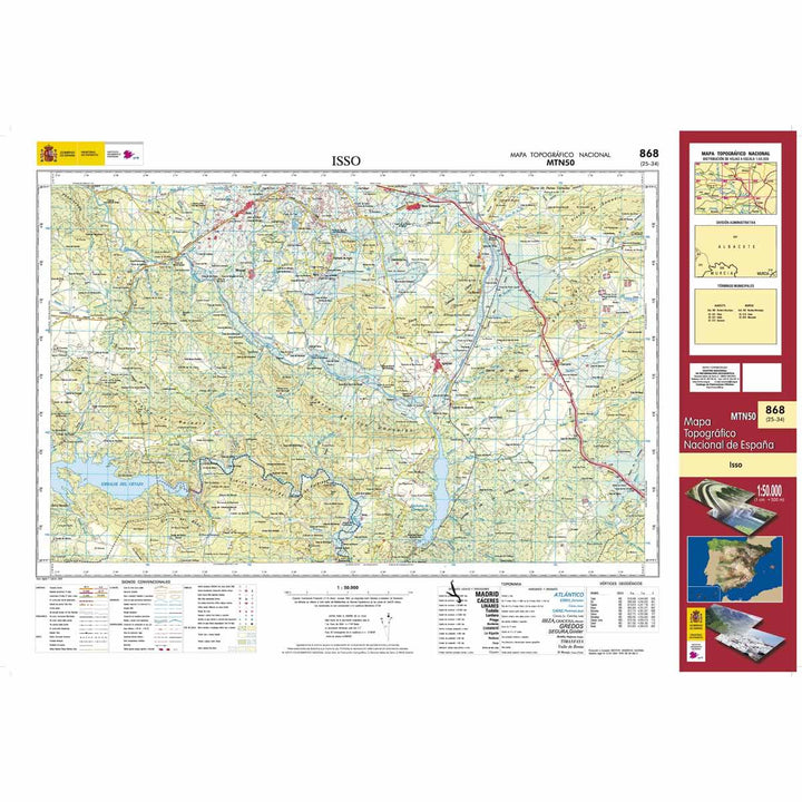 Carte topographique de l'Espagne - Isso, n° 0868 | CNIG - 1/50 000 carte pliée CNIG 