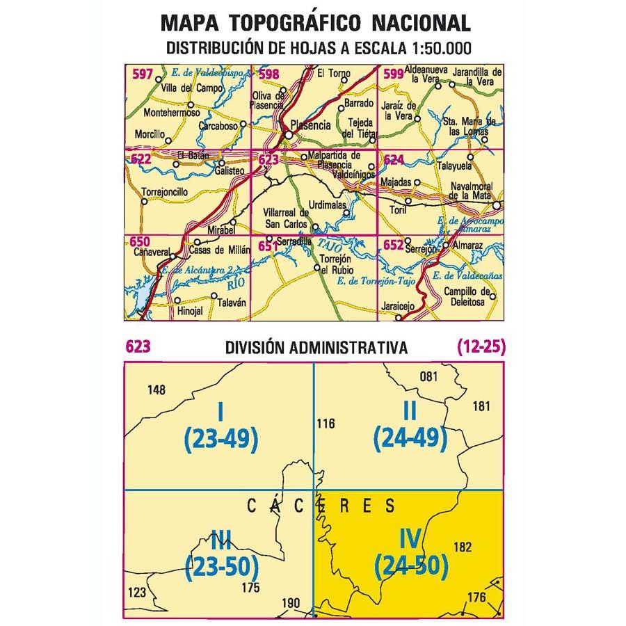 Carte topographique de l'Espagne - La Bazagona, n° 0623.4 | CNIG - 1/25 000 carte pliée CNIG 