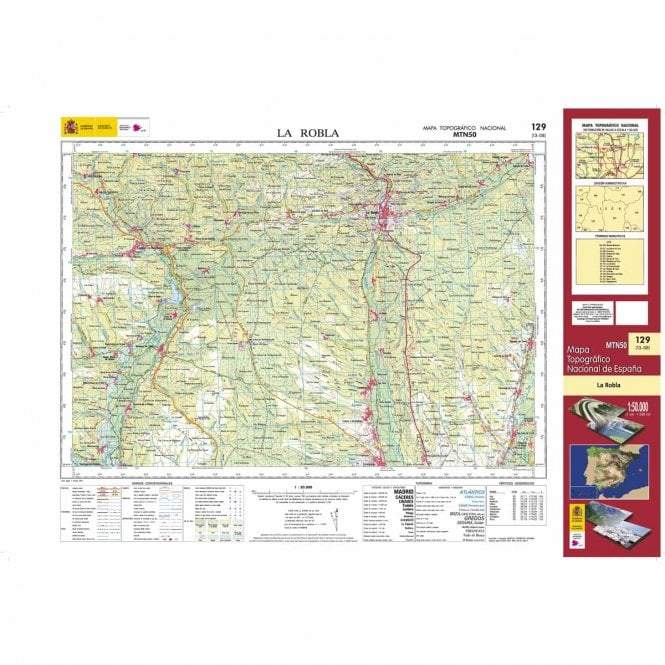 Carte topographique de l'Espagne - La Robla, n° 0129 | CNIG - 1/50 000 carte pliée CNIG 