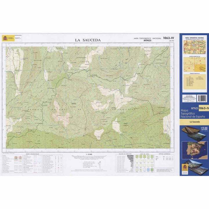 Carte topographique de l'Espagne - La Sauceda, n° 1063.4 | CNIG - 1/25 000 carte pliée CNIG 