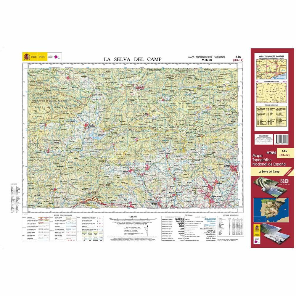 Carte topographique de l'Espagne - La Selva del Camp, n° 0445 | CNIG - 1/50 000 carte pliée CNIG 