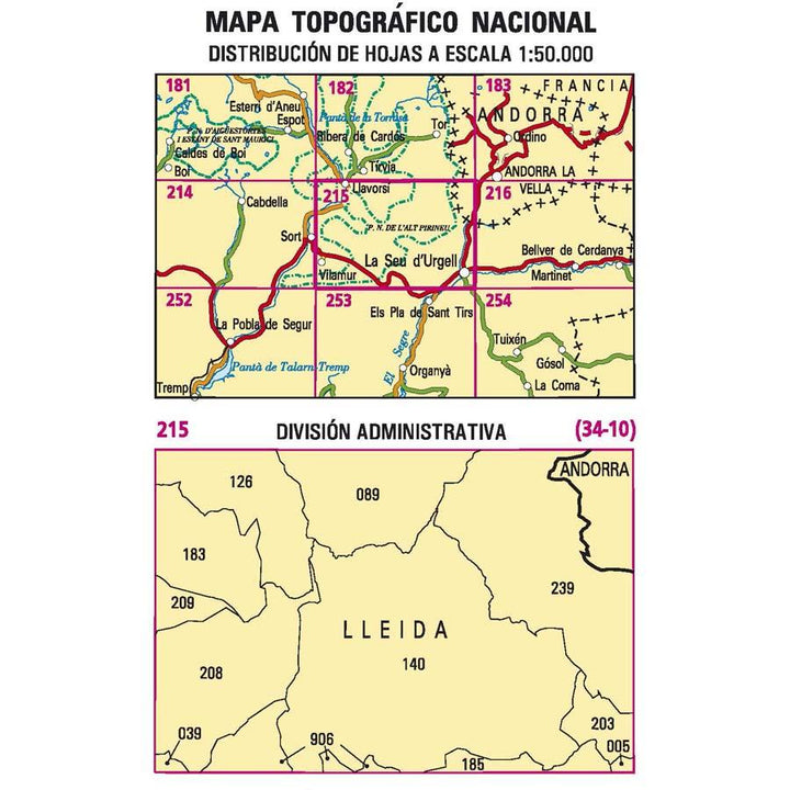 Carte topographique de l'Espagne - La Seu D'Urgell, n° 0205 | CNIG - 1/50 000 carte pliée CNIG 