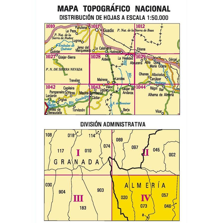Carte topographique de l'Espagne - Laroles, n° 1028.4 | CNIG - 1/25 000 carte pliée CNIG 