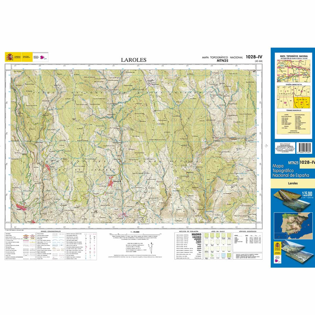 Carte topographique de l'Espagne - Laroles, n° 1028.4 | CNIG - 1/25 000 carte pliée CNIG 