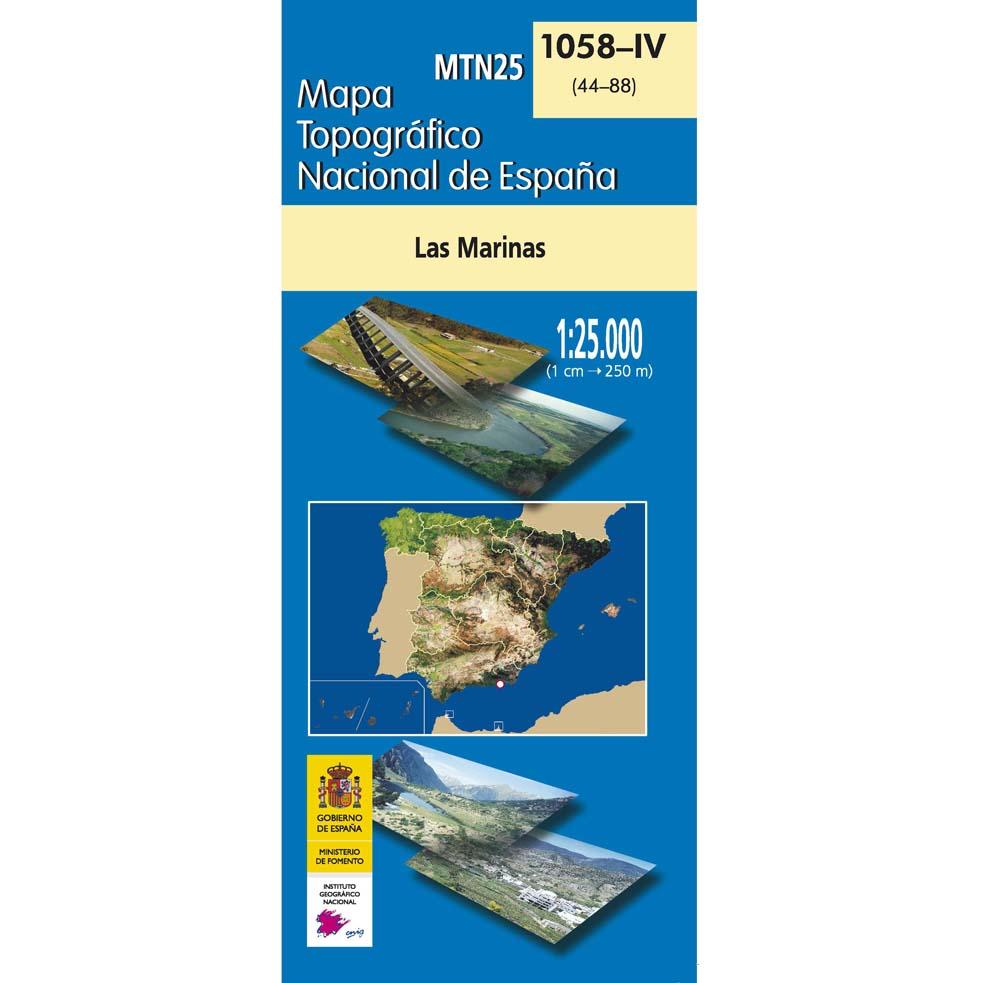 Carte topographique de l'Espagne - Las Marinas, n° 1058.4 | CNIG - 1/25 000 carte pliée CNIG 