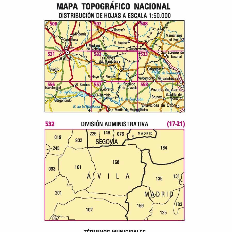 Carte topographique de l'Espagne - Las Navas del Marqués, n° 0532 | CNIG - 1/50 000 carte pliée CNIG 