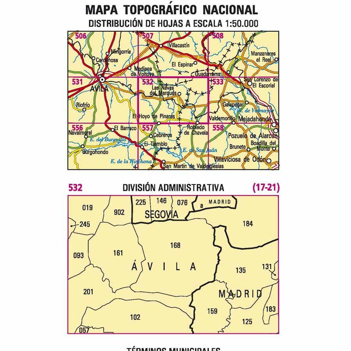 Carte topographique de l'Espagne - Las Navas del Marqués, n° 0532 | CNIG - 1/50 000 carte pliée CNIG 