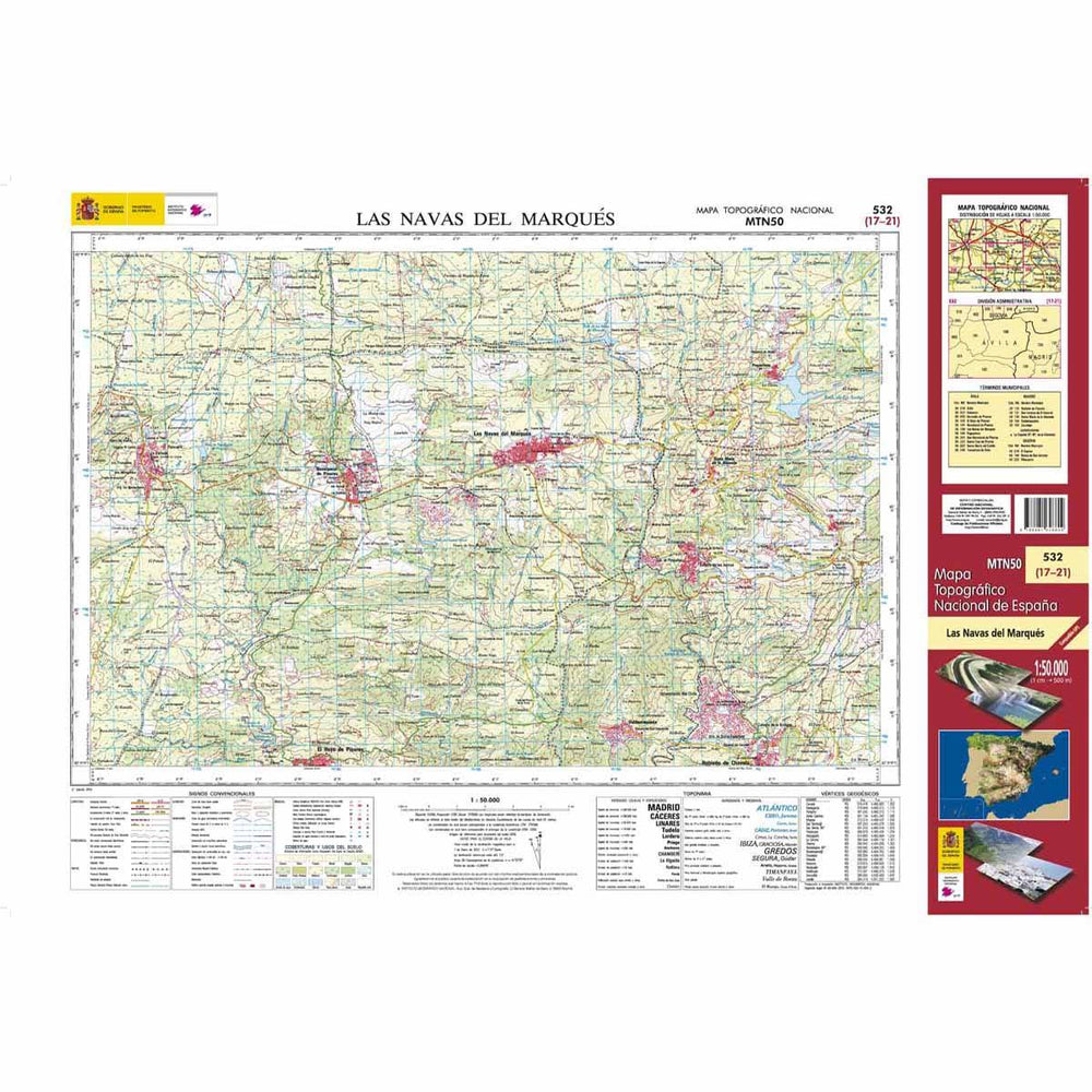 Carte topographique de l'Espagne - Las Navas del Marqués, n° 0532 | CNIG - 1/50 000 carte pliée CNIG 