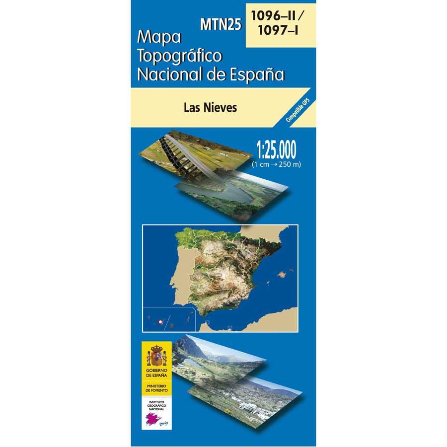 Carte topographique de l'Espagne - Las Nieves (Tenerife), n° 1096.2/1097.1 | CNIG - 1/25 000 carte pliée CNIG 