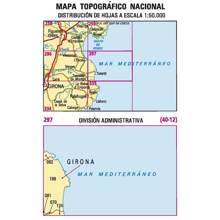 Carte topographique de l'Espagne - L´Estartit, n° 0297 | CNIG - 1/50 000 carte pliée CNIG 