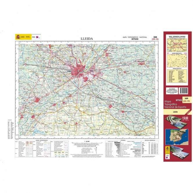 Carte topographique de l'Espagne - Lleida, n° 0388 | CNIG - 1/50 000 carte pliée CNIG 