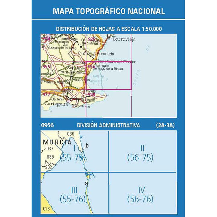 Carte topographique de l'Espagne - Los Alcazáres, n° 0956.3 | CNIG - 1/25 000 carte pliée CNIG 