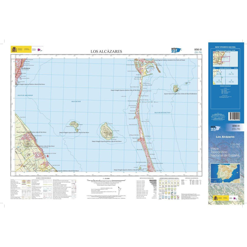 Carte topographique de l'Espagne - Los Alcazáres, n° 0956.3 | CNIG - 1/25 000 carte pliée CNIG 