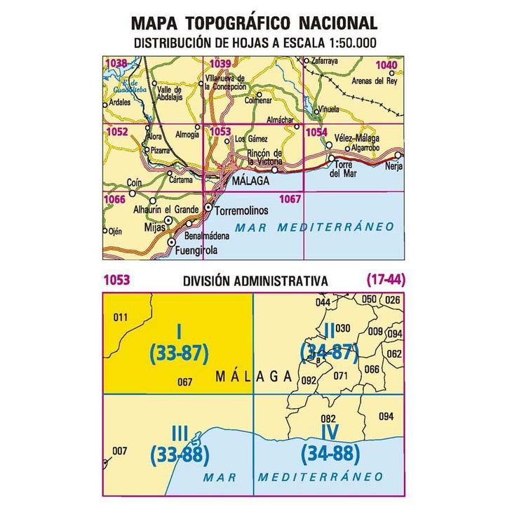 Carte topographique de l'Espagne - Los Gamez, n° 1053.1 | CNIG - 1/25 000 carte pliée CNIG 