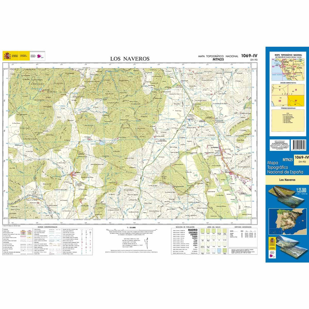 Carte topographique de l'Espagne - Los Naveros, n° 1069.4 | CNIG - 1/25 000 carte pliée CNIG 