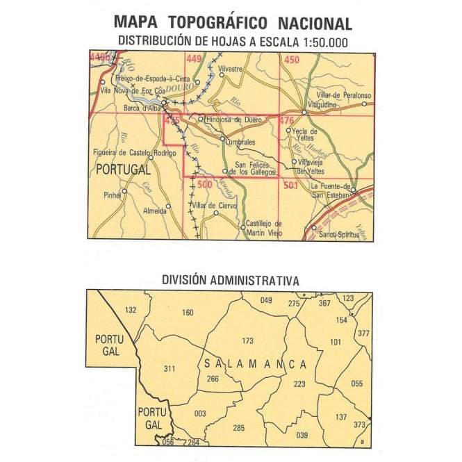 Carte topographique de l'Espagne - Lumbrales, n° 0475 | CNIG - 1/50 000 carte pliée CNIG 