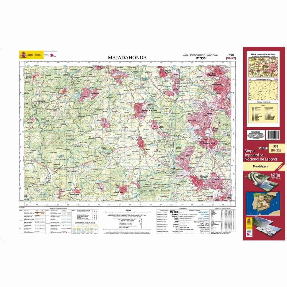 Carte topographique de l'Espagne - Majadahonda, n° 0558 | CNIG - 1/50 000 carte pliée CNIG 