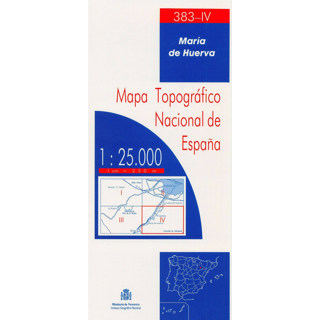 Carte topographique de l'Espagne - María de Huerva, n° 0383.4 | CNIG - 1/25 000 carte pliée CNIG 