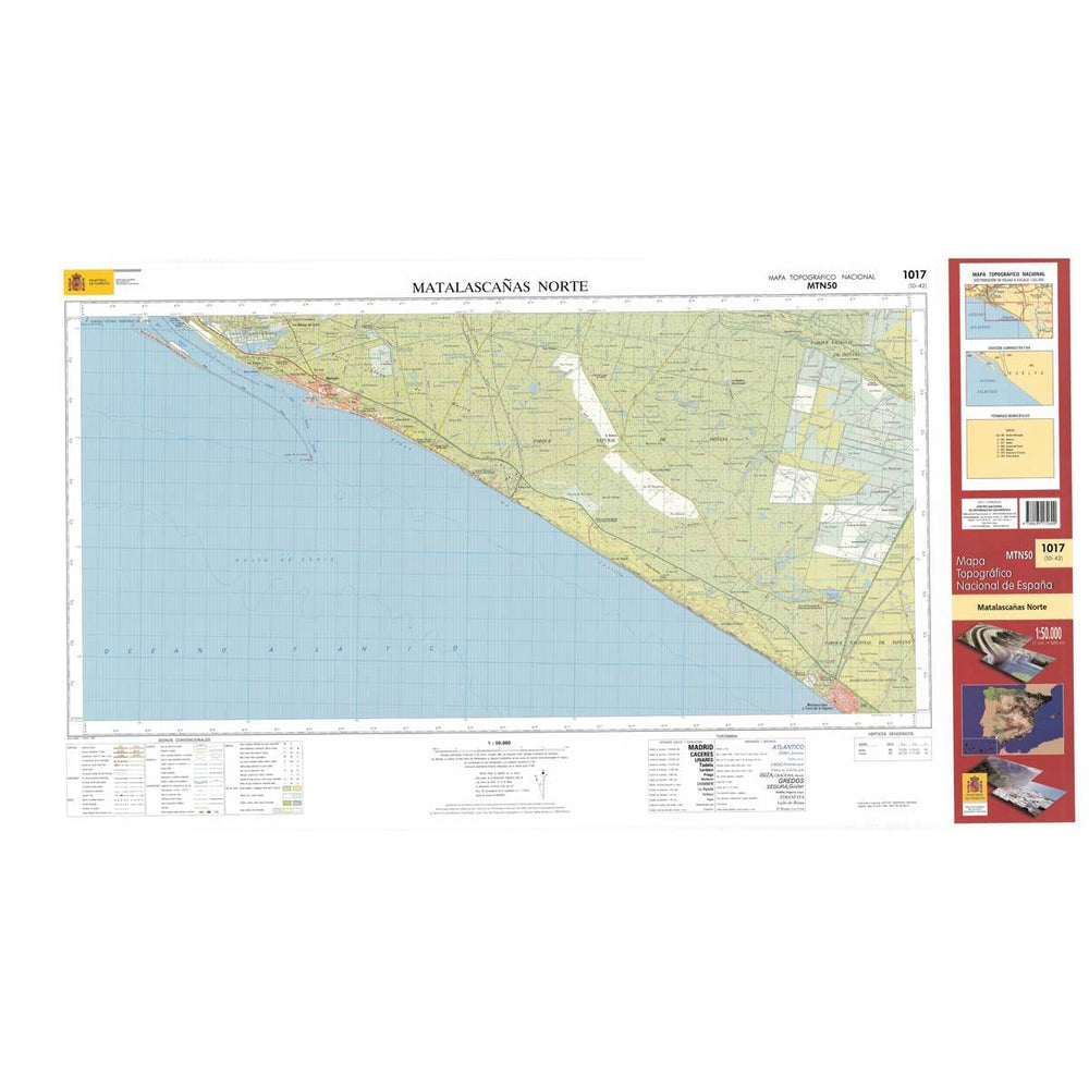 Carte topographique de l'Espagne - Matalascañas Norte, n° 1017 | CNIG - 1/50 000 carte pliée CNIG 