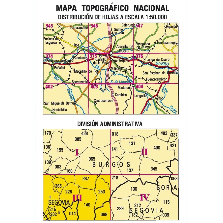 Carte topographique de l'Espagne - Milagros, n° 0375.3 | CNIG - 1/25 000 carte pliée CNIG 