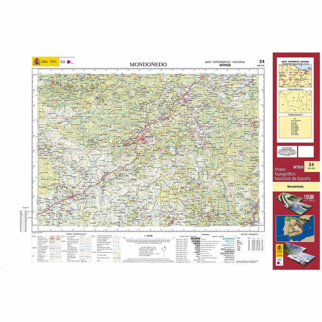 Carte topographique de l'Espagne - Mondoñedo, n° 0024 | CNIG - 1/50 000 carte pliée CNIG 