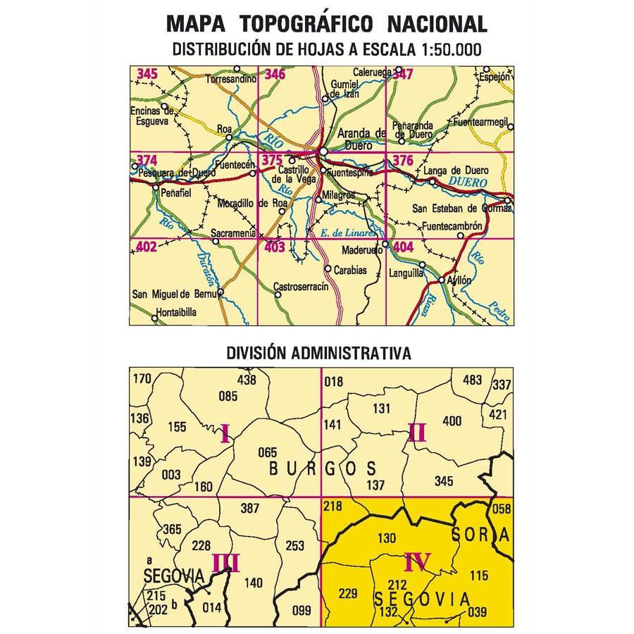 Carte topographique de l'Espagne - Montejo de la Vega de la Serrezuela, n° 0375.4 | CNIG - 1/25 000 carte pliée CNIG 