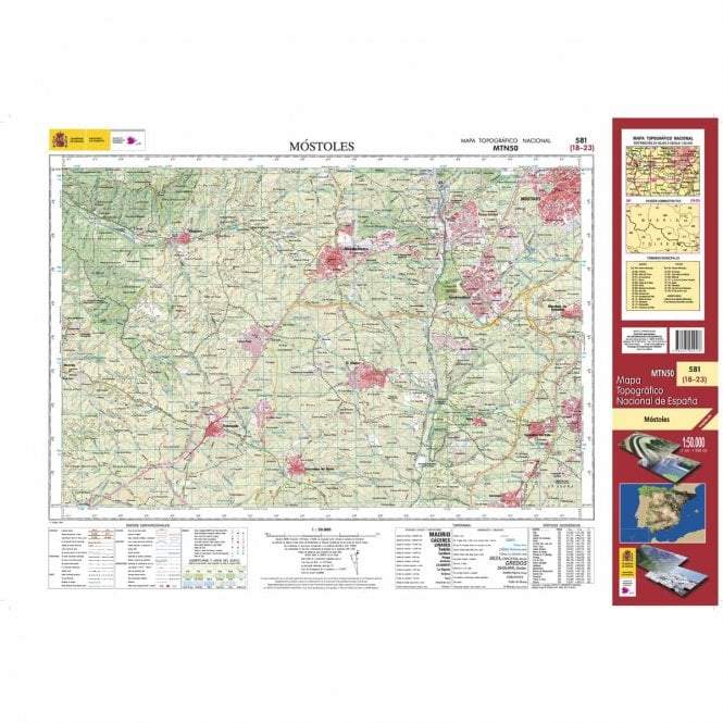 Carte topographique de l'Espagne - Móstoles, n° 581, n° 0581 | CNIG - 1/50 000 carte pliée CNIG 