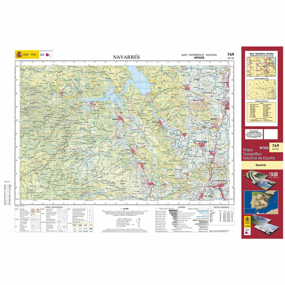 Carte topographique de l'Espagne - Navarrés, n° 0769 | CNIG - 1/50 000 carte pliée CNIG 