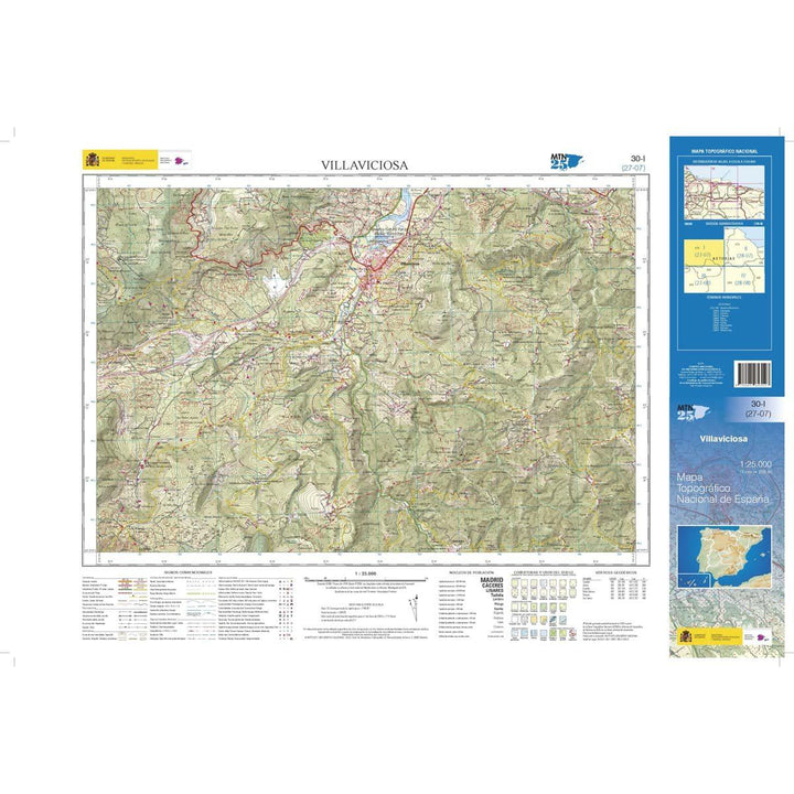 Carte topographique de l'Espagne n° 0030.1 - Villaviciosa | CNIG - 1/25 000 carte pliée CNIG 