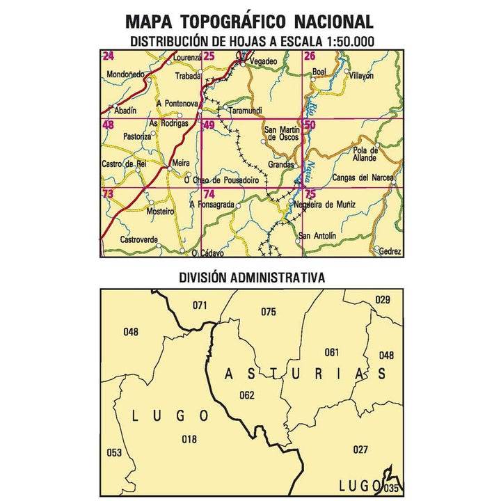 Carte topographique de l'Espagne n° 0049 - Grandas | CNIG - 1/50 000 carte pliée CNIG 