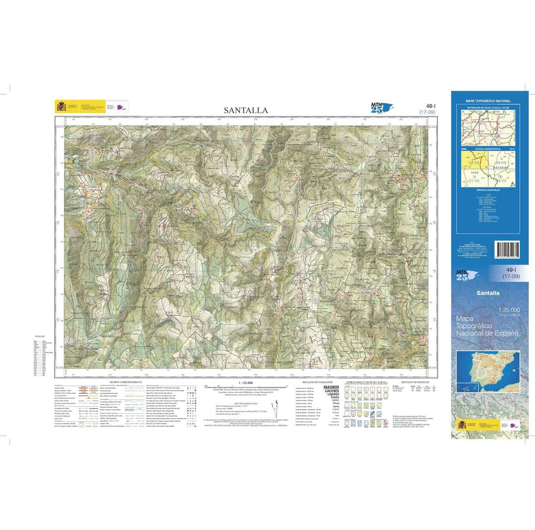 Carte topographique de l'Espagne n° 0049.1 - Santalla | CNIG - 1/25 000 carte pliée CNIG 