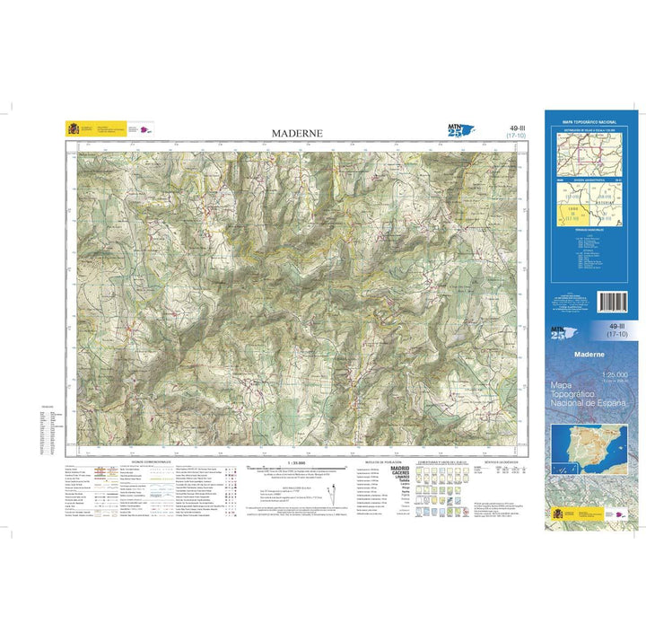 Carte topographique de l'Espagne n° 0049.3 - Maderne | CNIG - 1/25 000 carte pliée CNIG 