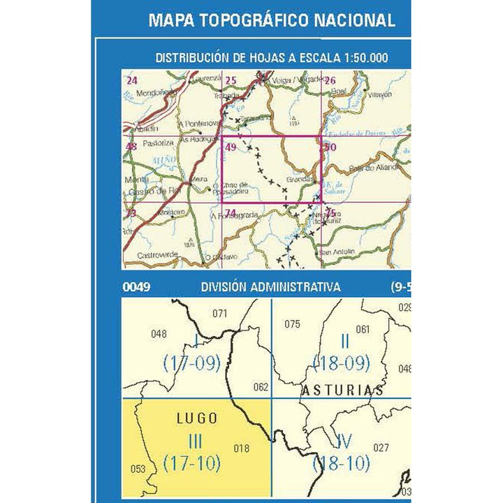 Carte topographique de l'Espagne n° 0049.3 - Maderne | CNIG - 1/25 000 carte pliée CNIG 