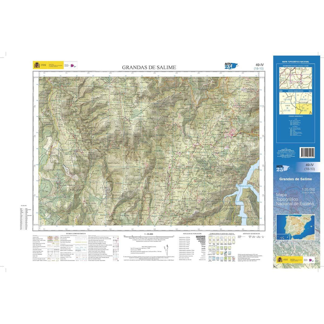 Carte topographique de l'Espagne n° 0049.4 - Grandas de Salime | CNIG - 1/25 000 carte pliée CNIG 